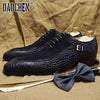 Luxury Men Oxford Shoes Lace up Split Toe Black Brown Men Dress Shoes Suede Patchwork Crocodile prints Leather Shoes Men