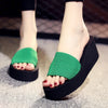 Slippers Women for Summer No-Slip Fabric Upper Heels Shoes Home Slipper Soft Platform Sole Ladies Beach Shoes Flip Flops